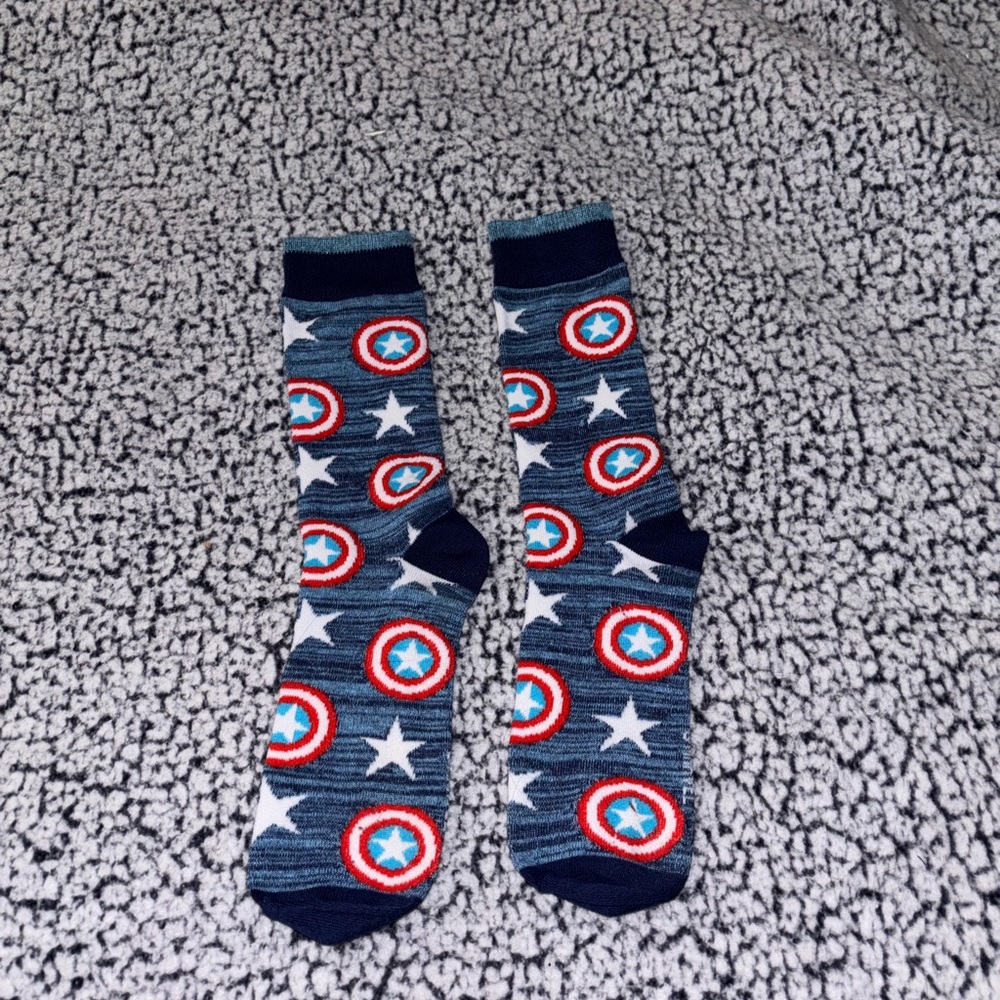 Captain America Themed Blue Socks